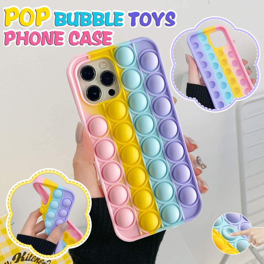 Rainbow Pop Fidget Toys Push It Bubble Phone Case For iPhone 7 8 Plus X XR 11 12 Pro Max - iPhone 12ProMAX