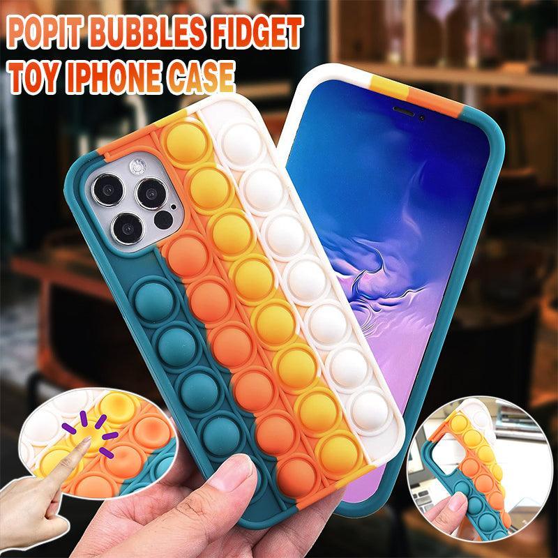 Blue-White Pop Fidget Toys Push It Bubble Phone Case For Iphone - iPhone 11ProMAX
