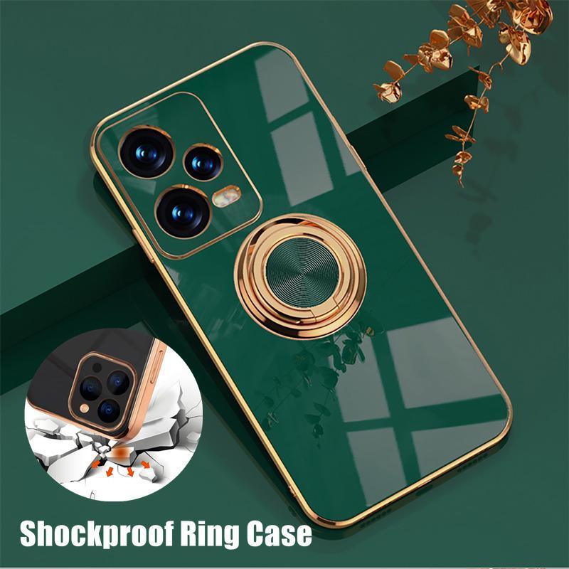Dark Green Luxury Shockproof Silicone Ring Case Stand Cover for iPhone 14 13 12 Pro Max - iPhone 14 Pro Max