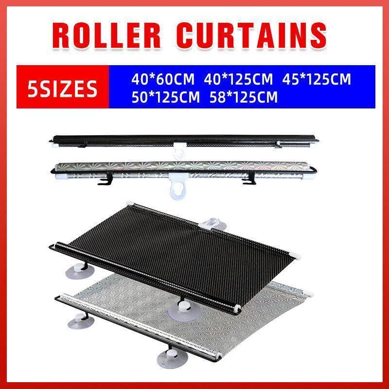 Black Roller Blinds Suction Cup Sunshade Blackout Curtains Car Home Window Curtains - 58 X 125 CM
