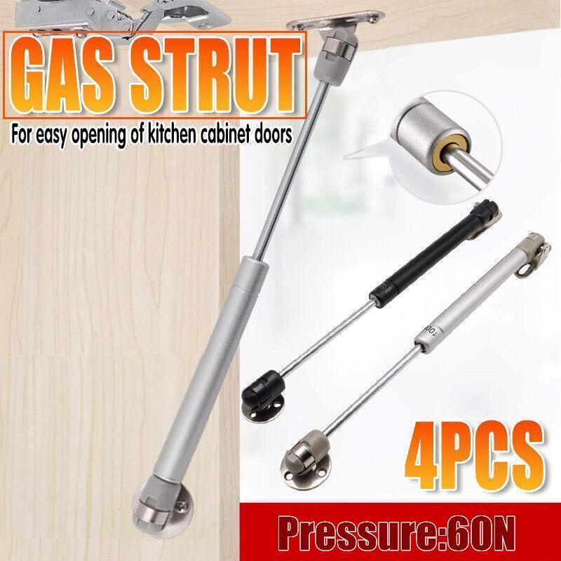 4PCS 60N Gas Strut Kitchen Cabinet Cupboard Door Hinges Stays - Black
