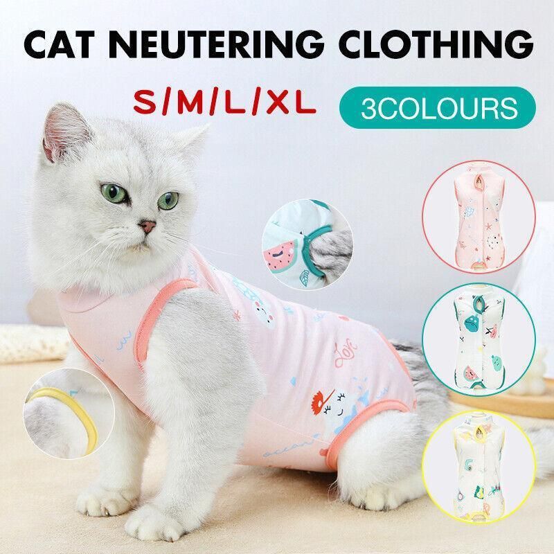 Pet Cat Postoperative Recovery Suit Pet Surgery Clothing Sterilization Weaning Green - XL(Bust: 50cm Length: 41cm)
