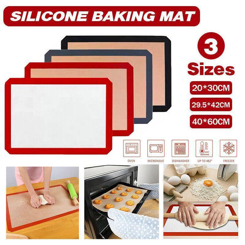 New Non-Stick Silicone Baking Mat Large Scale Cake Emarle Silicon Bakeware Dough - Red 4PCS(2*30X21+2*42X29.5CM)