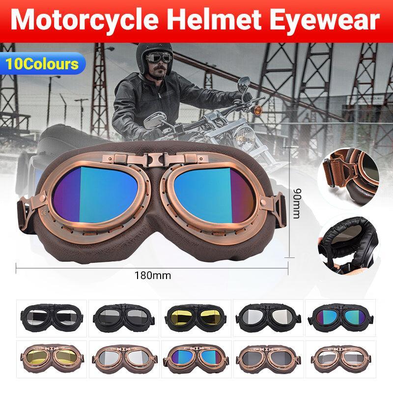 Vintage Pilot Motorcycle Racing Goggles Aviator Retro Atv Utv Dirt Bike Eyewear - Copper + Silver