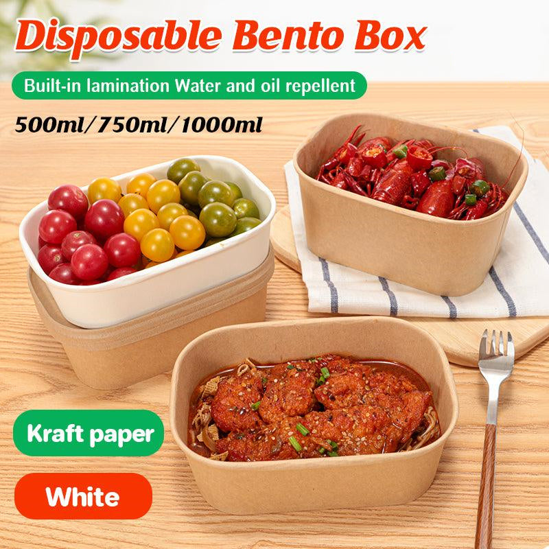 Kraft Paper Bowl for Takeaway Leak-Proof Disposable Food Container - White-1000ml-300pcs