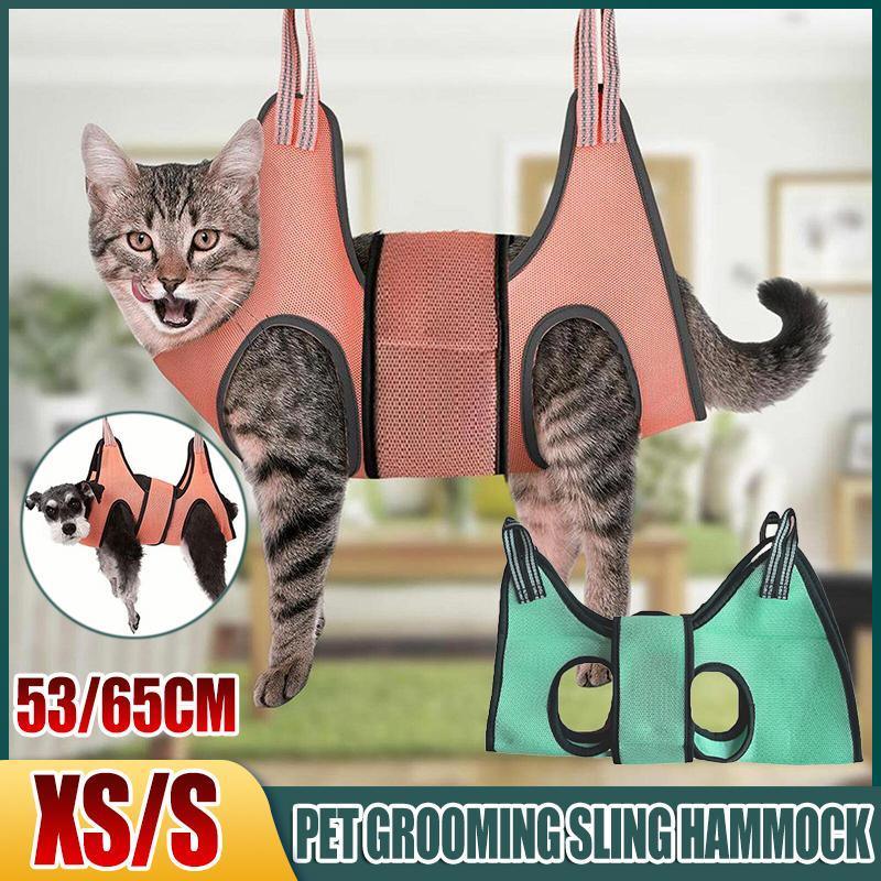 Small Pet Grooming Sling Hammock Dog Cat Restraint Bag Trimming Light Green - S