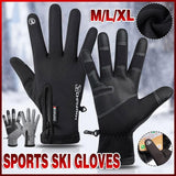 Winter Gloves Thermal Touch Screen Thermal Windproof Warm Black - L