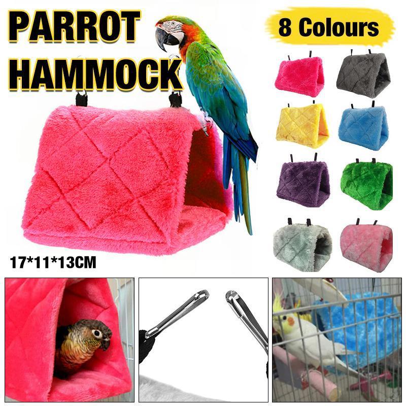 Pet Bird Parrot Parakeet Budgie Warm Hammock Cage Hut Tent Bed Hanging Cave - Grey