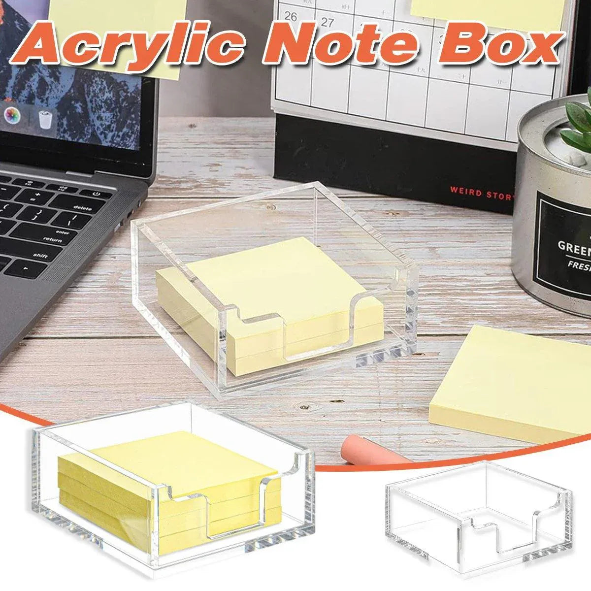 4 Inch Sticky Note Holder Clear Sticky Note Box Home Office Hotel Organization