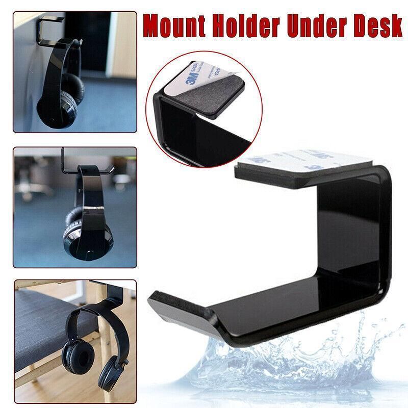 Mount Holder Hook Dual Headset Tape New Clever Headphone Stand Hanger Under Desk