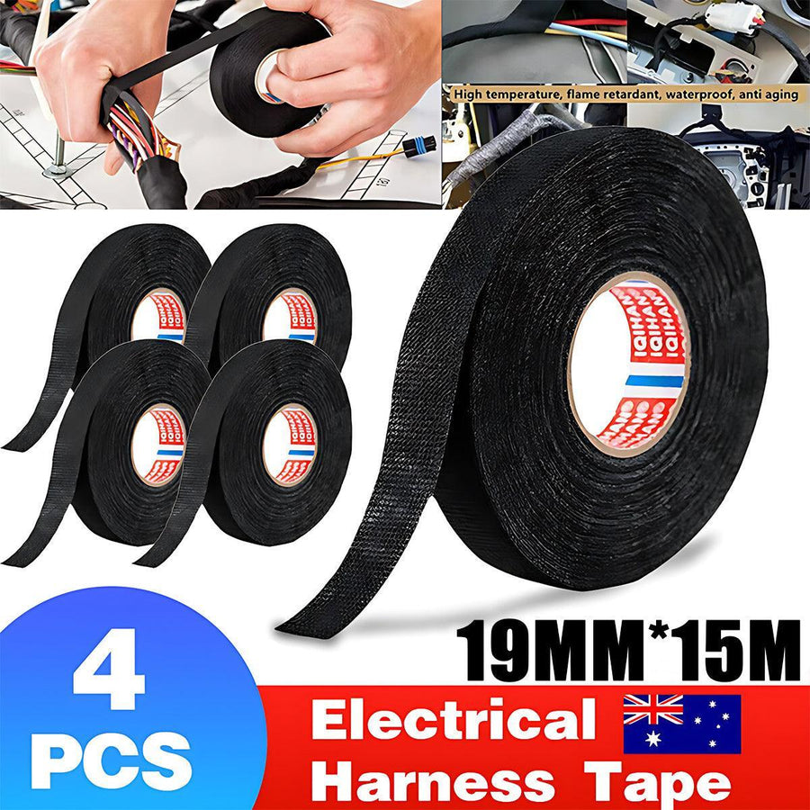 4Pcs 19Mmx 15M Adhesive Cloth Fabric Tape Cable Loom Wiring Harness For Car Auto