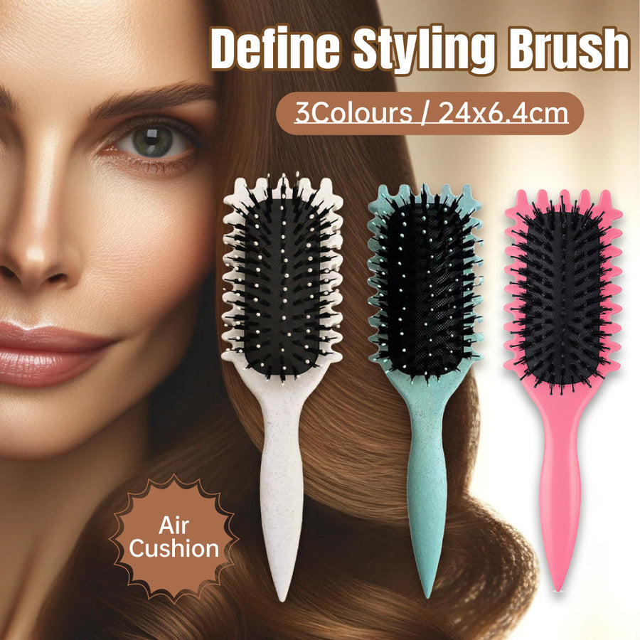 Bounce Curl Defining Styling Brush Air Cushion Comb for Hair Care and Styling - Red