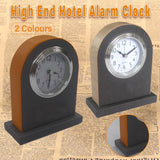 Classic Hotel Alarm Clock Quartz Movement Faux Leather Design with Clear Display - Orange