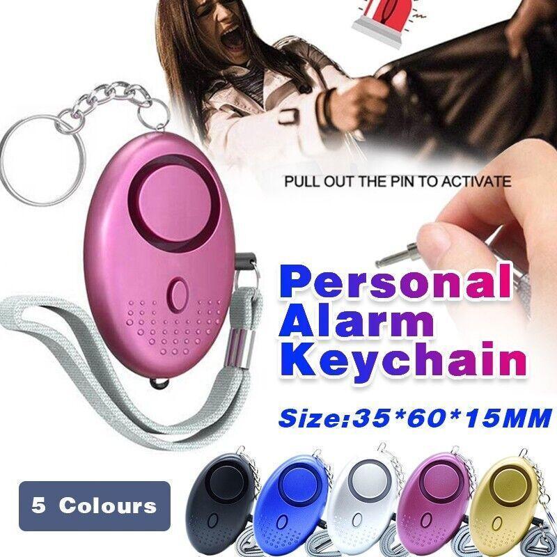 140DB Personal Alarm Keychain with LED Light for Emergency Alert and Assistance - Black