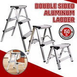 Portable Aluminium 1-3 Step Folding Ladder Anti-Slip Frame Stool for Home Use - 3 Step Folding Ladder