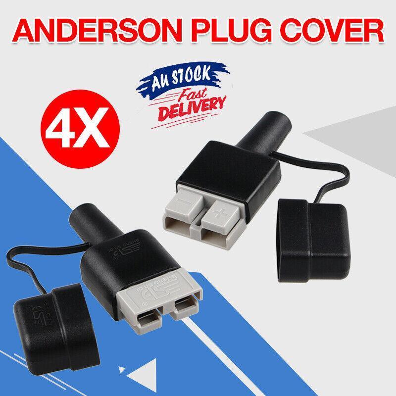 4Pcs Waterproof 50A Anderson Plug Dust Cable Sheath Cover Black With Cap New Au