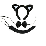 Animal Costume Dress Up Set 3 Piece Tail Bowtie Ears for Party Cosplay Outfit - Black Cat