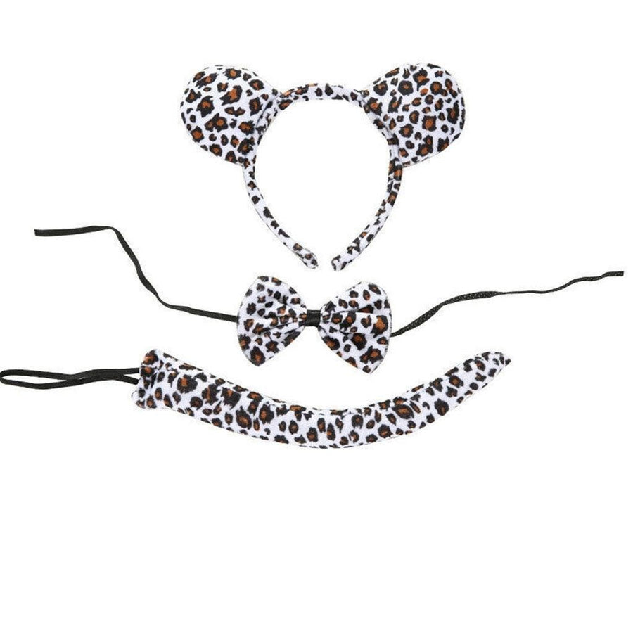 Animal Costume Dress Up Set 3 Piece Tail Bowtie Ears for Party Cosplay Outfit - Leopard