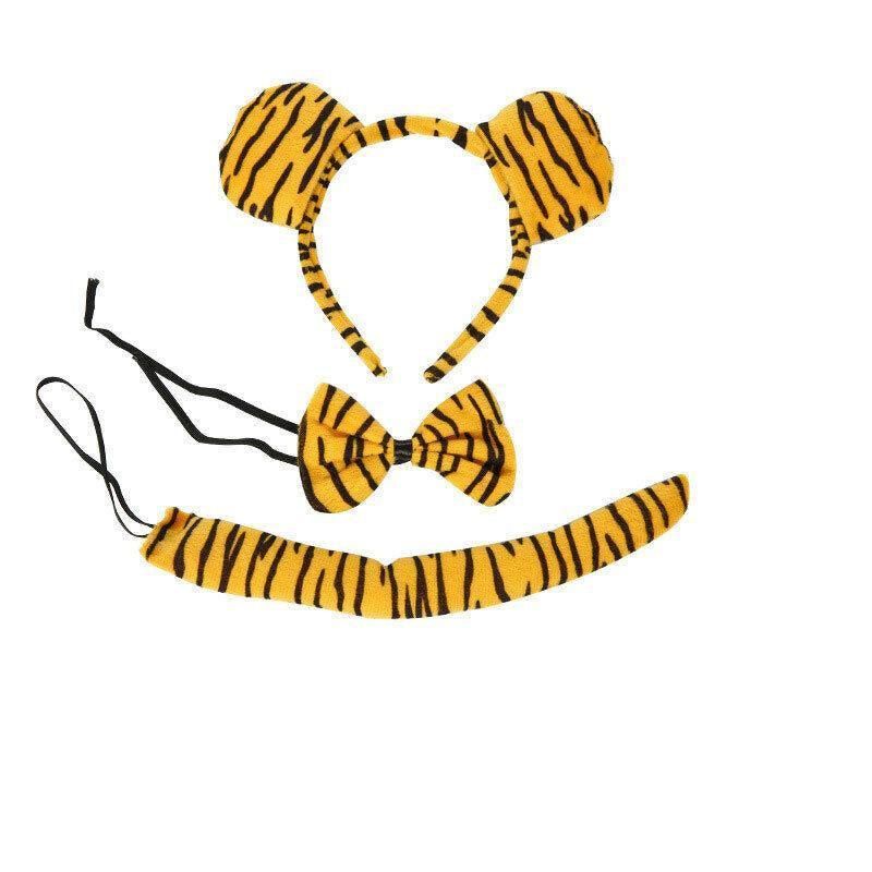 Animal Costume Dress Up Set 3 Piece Tail Bowtie Ears for Party Cosplay Outfit - Tiger