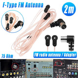 2m F-Type FM Antenna 75 Ohm Male Plug For Home Radio Stereo Signal Receiver Use
