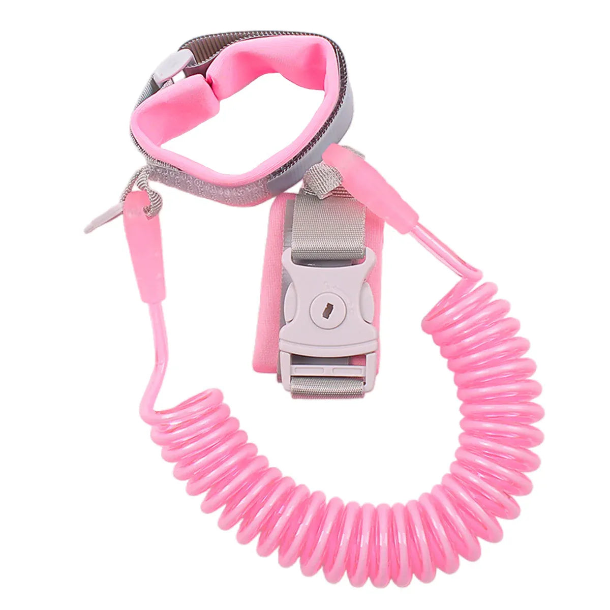 Adjustable Wrist Link Strap with Soft Cuff Anti-Loss Hand Band for Daily Walking Use - Pink