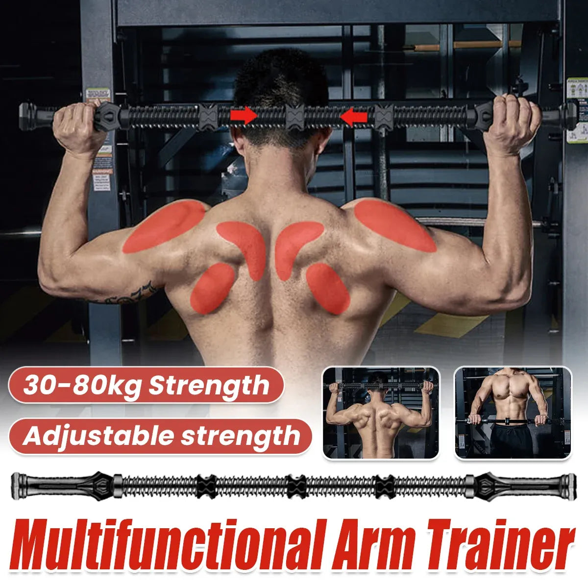 Adjustable Arm Trainer for Home Gym Training 30-80kg Resistance