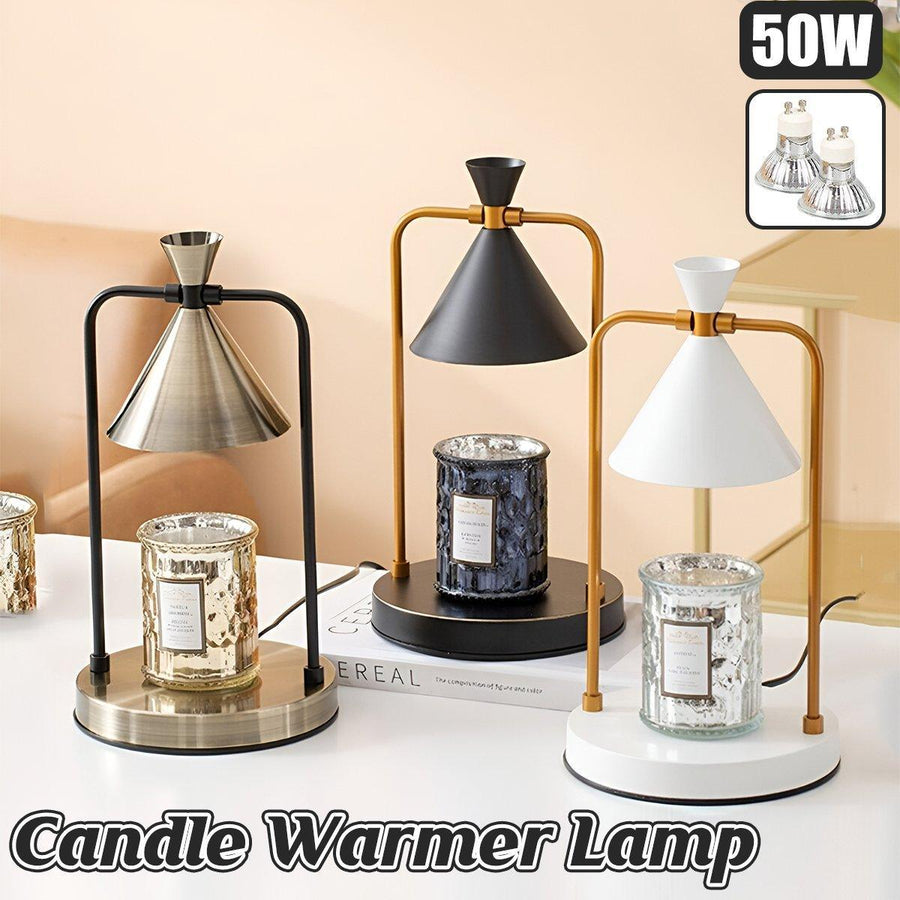 Retro Aromatherapy Table Lamp Dimmable Metal Scented Wax Lamp for Bedroom - Copper