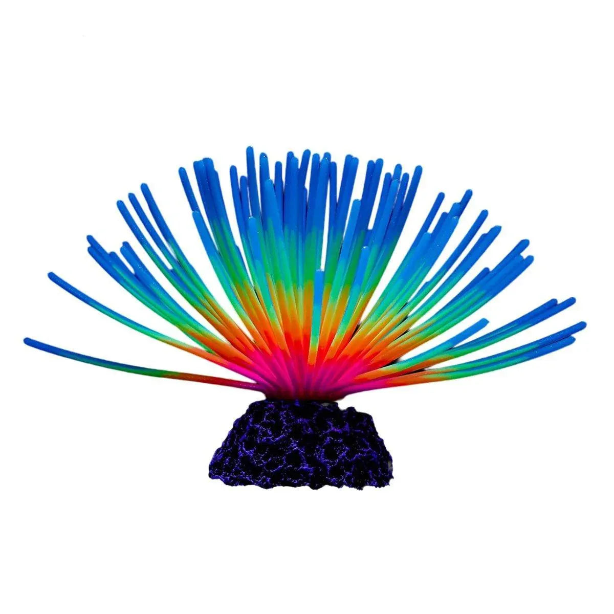 Aquarium Fish Tank Decor Simulation Coral Lotus Aquatic Plants Vibrant Ornament - Blue-S