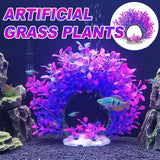 Artificial Aquarium Plant Purple Pink Arch Fish Tank Decor Bendable 19 x 17cm