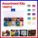 100PCS Standard Blade Auto Car Assorted Fuses Assortment Kits Sets 2A-35A With Box