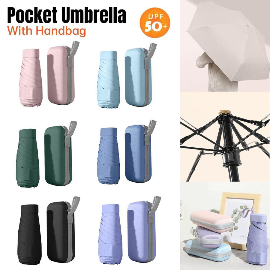 Portable Compact Five-Fold Umbrella UV Sun Protection Travel Manual Umbrella - Green