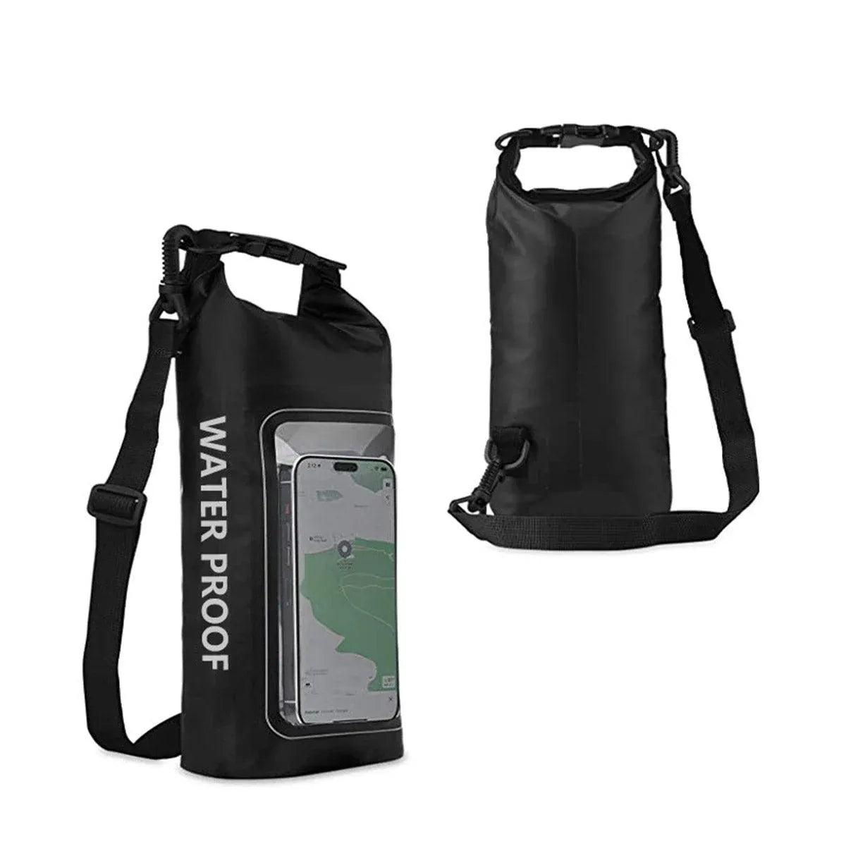 Outdoor Crossbody Bag Two-in-One Mobile Phone Waterproof Bag PVC Swimming - Black