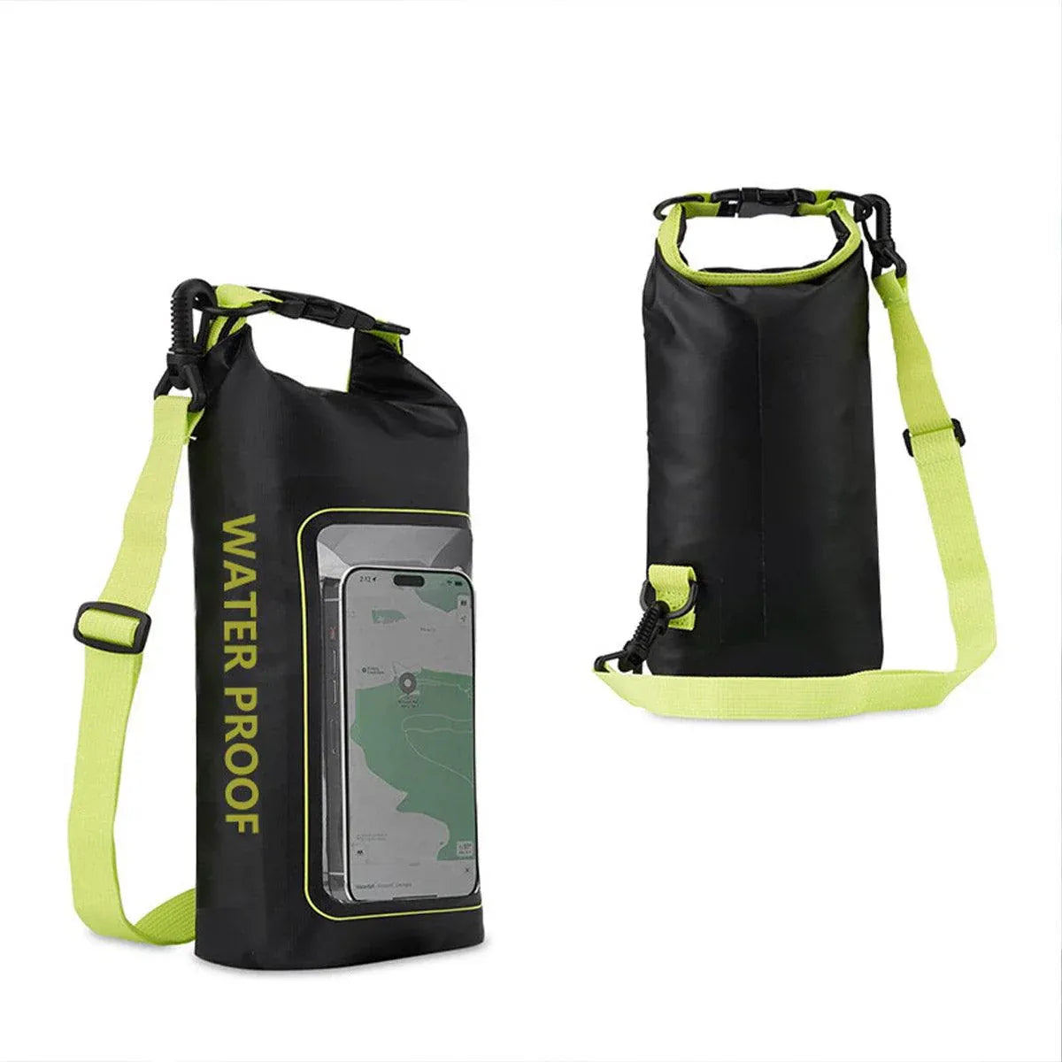 Outdoor Crossbody Bag Two-in-One Mobile Phone Waterproof Bag PVC Swimming - Black Green