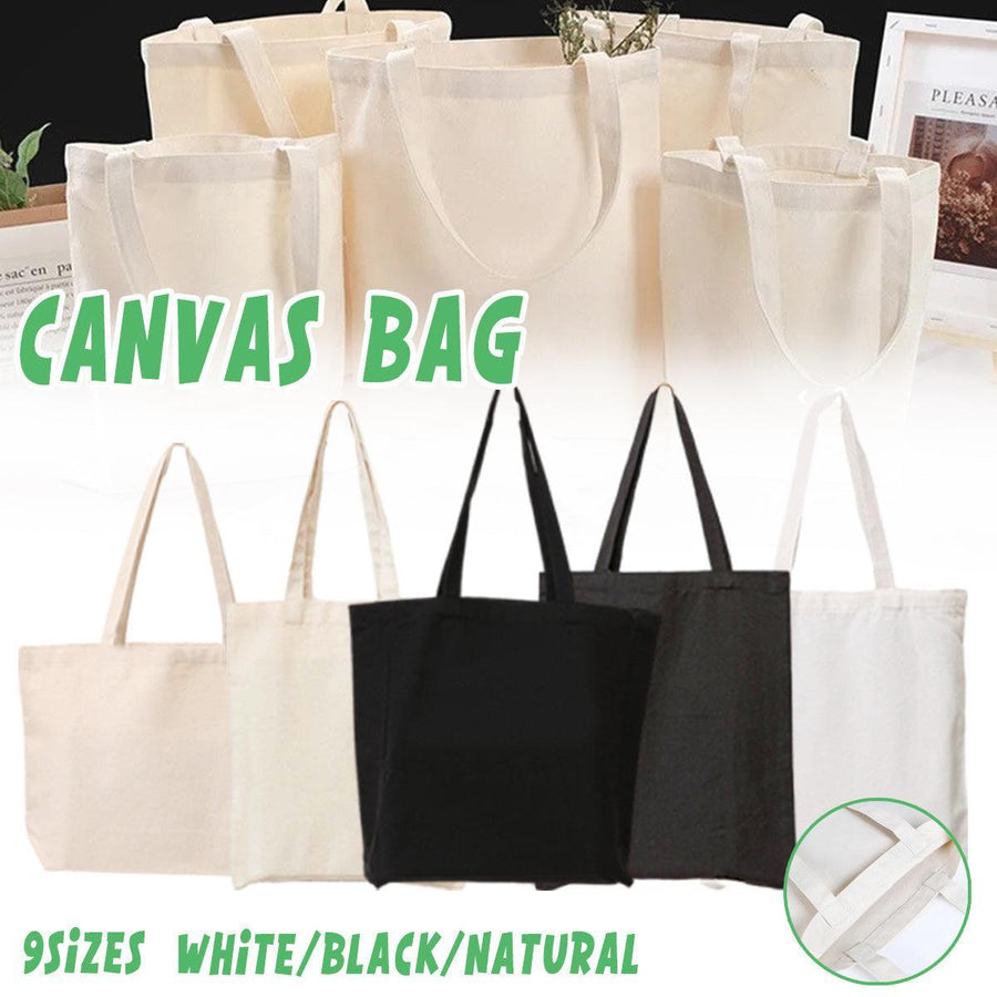 5PCS Canvas Tote Bag Cotton Blank DIY Shopping Shoulder Bags - Natural 25*30cm