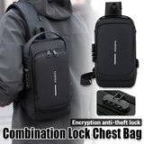 Multifunctional Combination Lock Chest Bag with USB Charging Port
