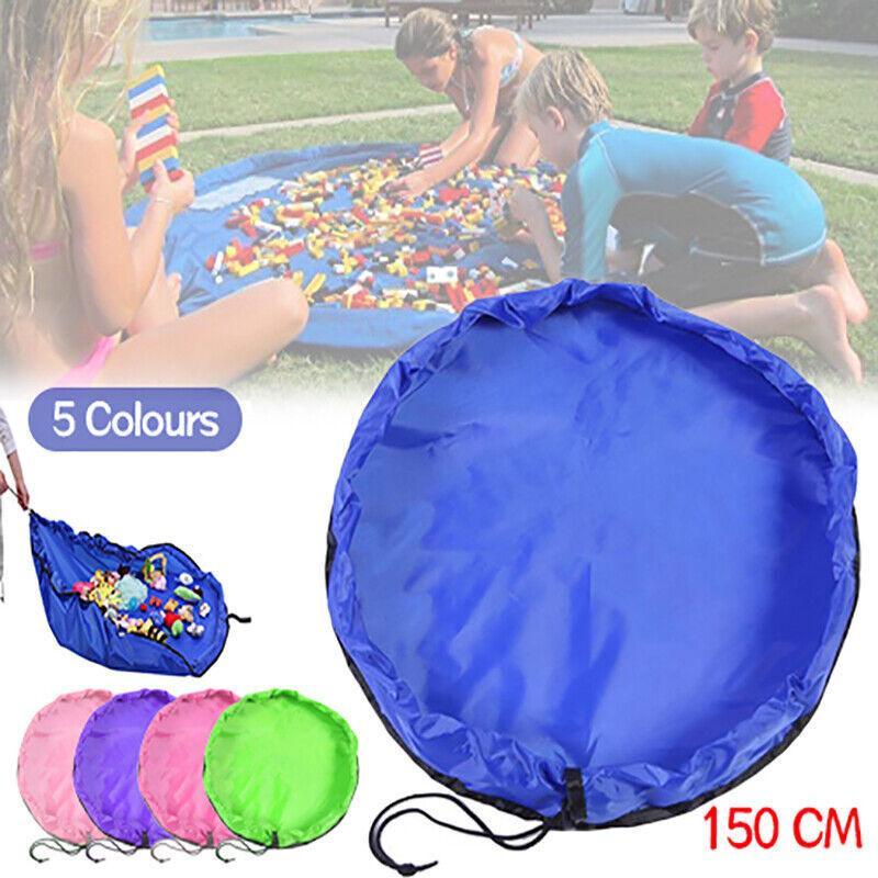 150cm Play Mat Bag Portable Toy Storage Organizer with Drawstring Closure - Purple