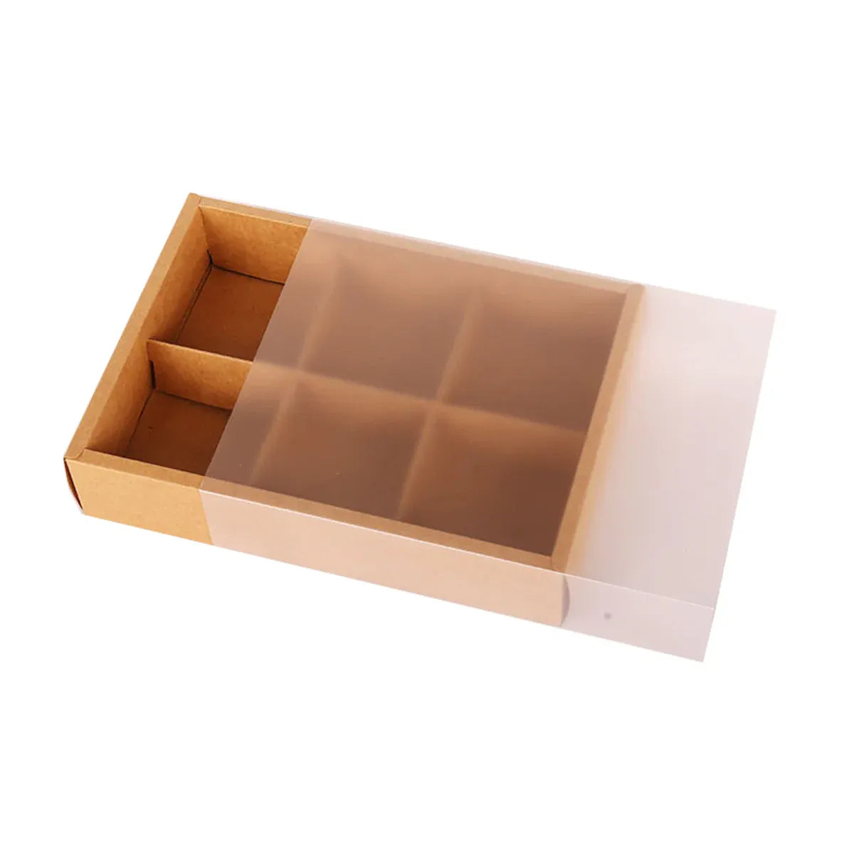 Kraft Paper Mooncake Gift Box 6 Compartment 50pcs Bakery Pastry Packaging Box - Kraft