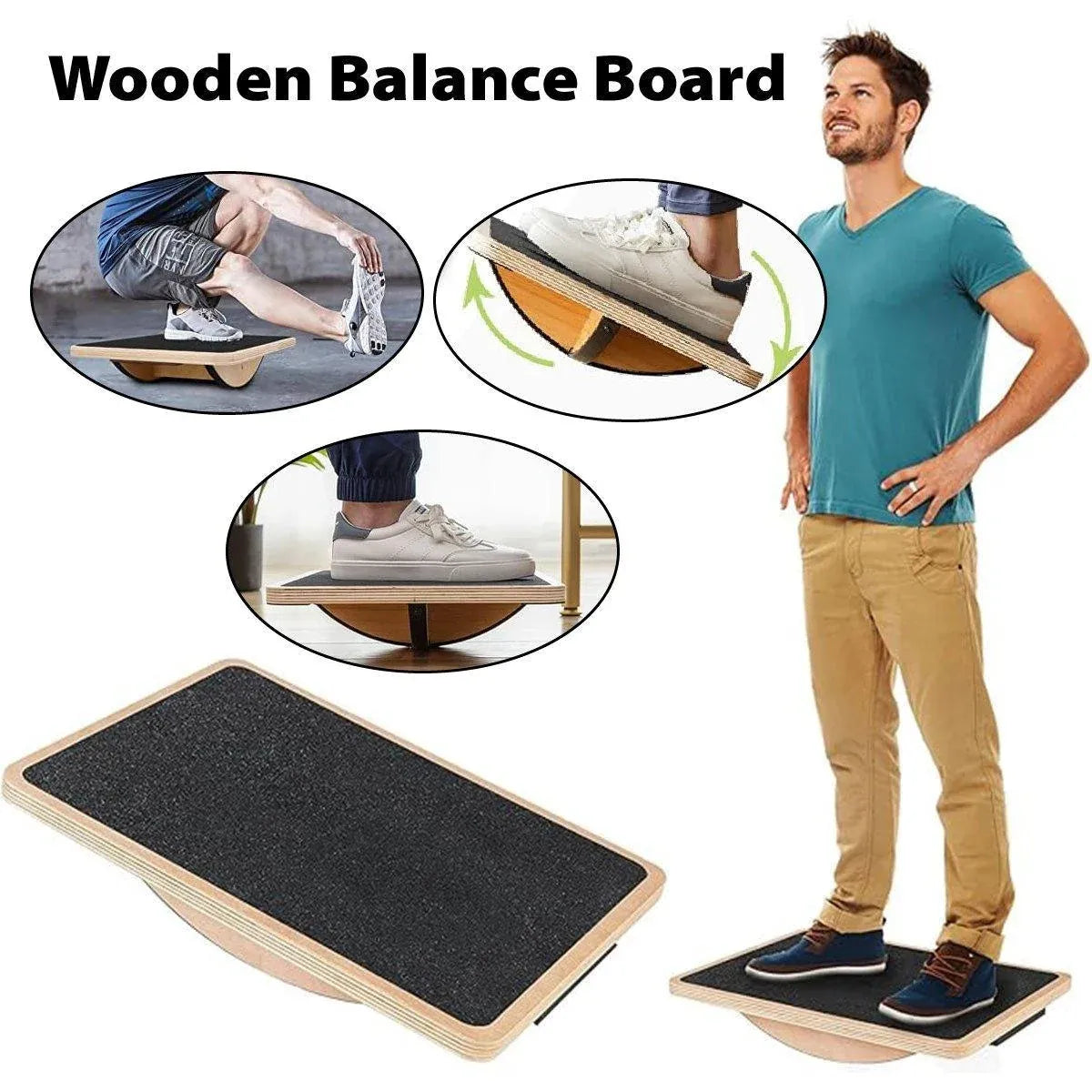 Balance Board Wooden Fitness Wobble Yoga Board Pilate Fitness Train