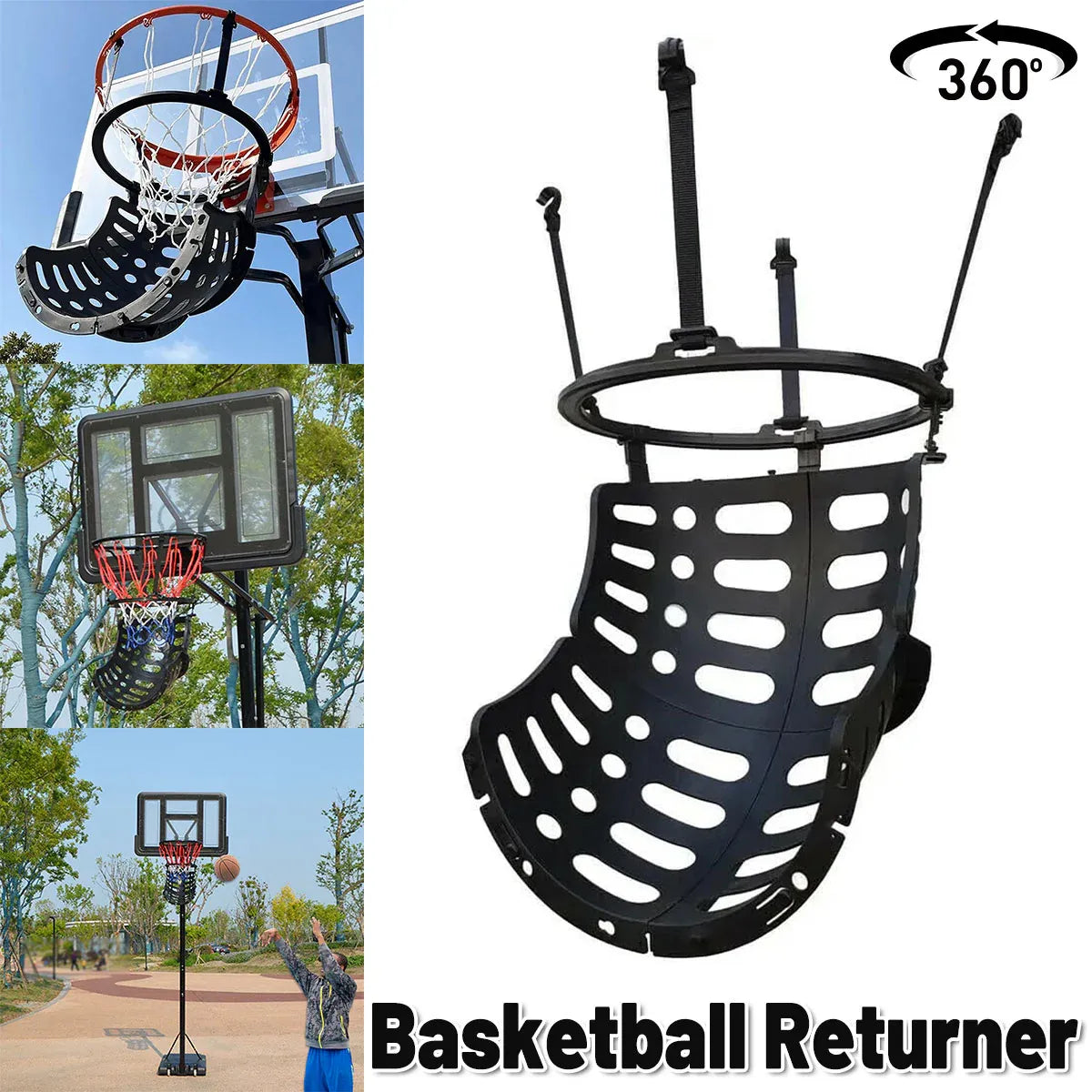 Basketball Ball Return Attachment Rebound Net Training Shot Practice Hoop System