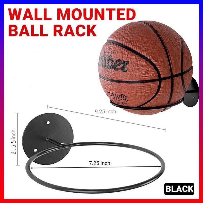 Wall Mounted Ball Rack Holder for Basketball Football Rugby Cap Storage Display