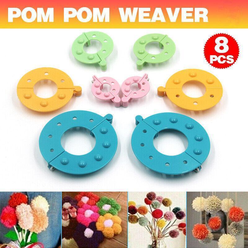 8Pcs Pompom Maker Kit 3.5/5.5/7/9Cm 4 Sizes Knitting L-Oom Diy Pom Pom Maker