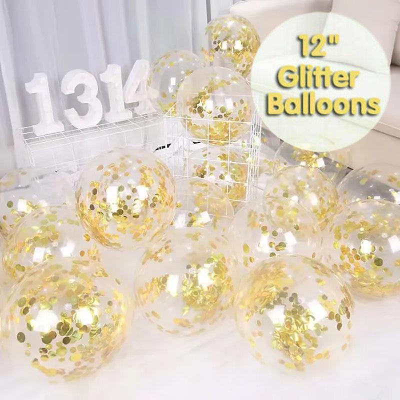 10/100X 30Cm Confetti Glitter Balloons for Party & Wedding - 30cm Silver *10pcs