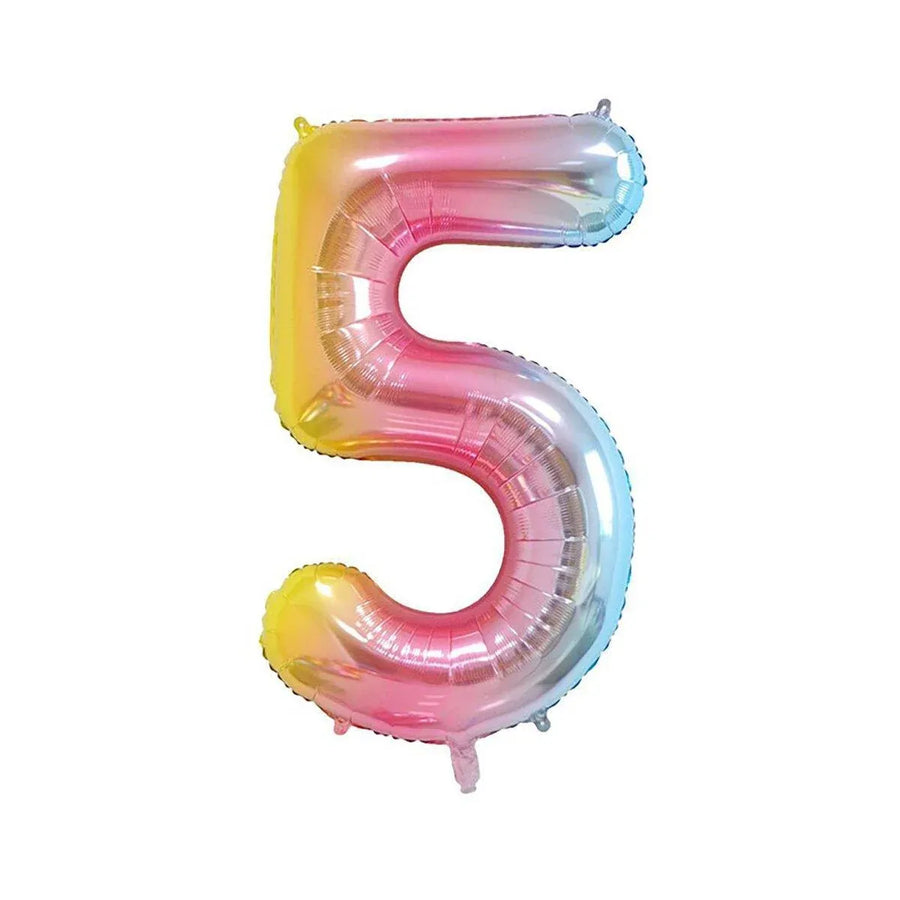 32 Inch Number Foil Balloons Party Decor Rainbow Gradient for Birthday or Events - Colour-5