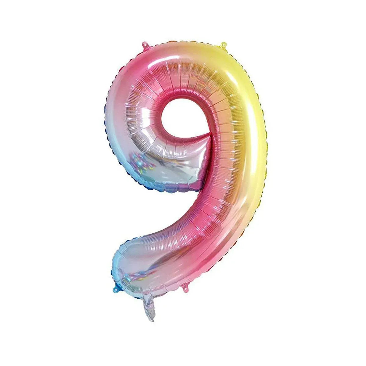32 Inch Number Foil Balloons Party Decor Rainbow Gradient for Birthday or Events - Colour-9