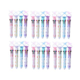 Butterfly 10 Colour Press Ballpoint Pen Sequin Dome Stationery 0.7mm - 24PCS