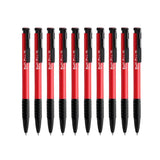 10Pcs Push Button Ballpoint Pen Office Student Writing Pen School Stationery - Red