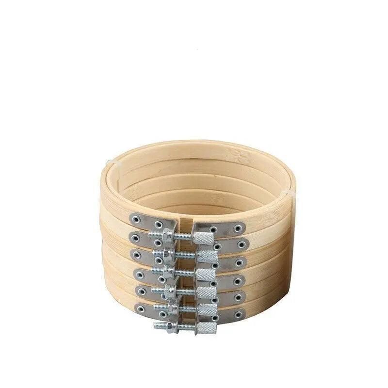 10PCS Bamboo Embroidery Hoops for Sewing Cross-Stitch & Wedding Crafts - 23CM