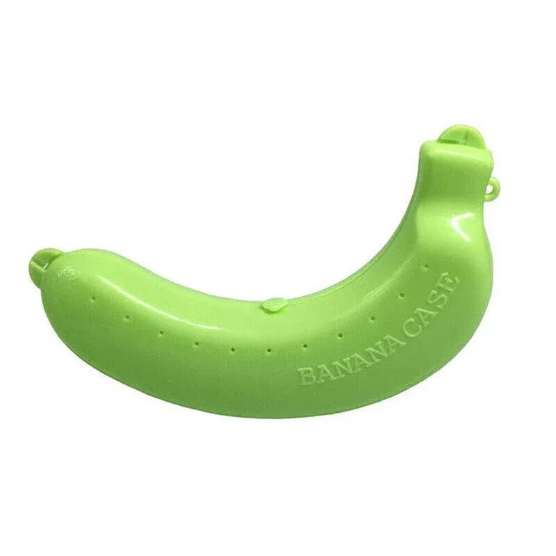 Banana Case Box Holder Fruit Storage Container Travel Lunch Protector - Green