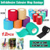 12 Pack Self Adhesive Cohesive Wrap Bandage for Pets and Everyday Protection - 12PCS Black(5CM*4.5M)