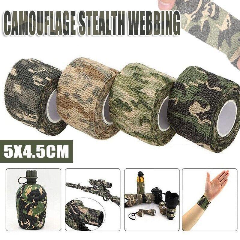 4 Roll Tape Army Camo Wrap Rifle Gun Shooting Hunting Camouflage Stealth Webbing - Grass Camouflage